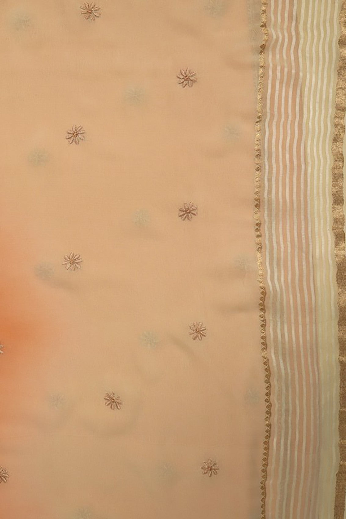Ada Hand Embroidered Orange And Green Ombre Shade Pure Georgette Lucknowi Chikankari Saree With Blouse A39741