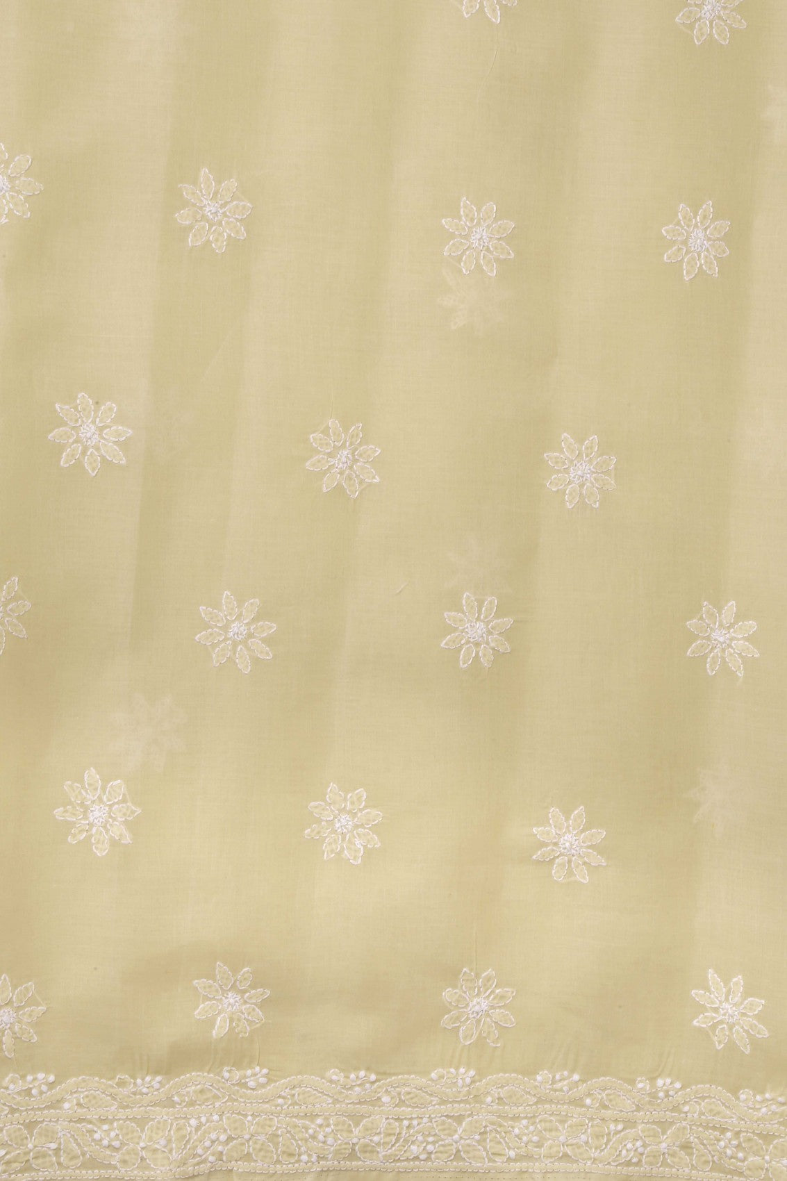 Ada Hand Embroidered Fawn Cotton Lucknowi Chikankari Unstitched Suit Piece A211205