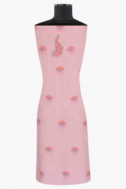 Ada Hand Embroidered Pink Georgette Lucknowi Chikan Unstitched Suit Piece A566784