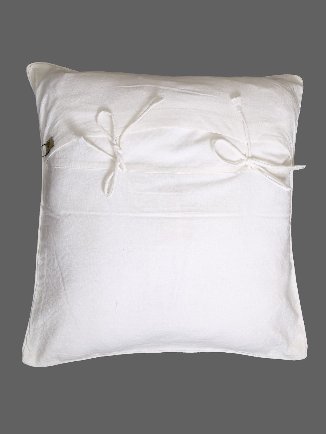 Ada Hand Embroidered White Khadi Lucknowi Chikankari Cushion Cover A011106