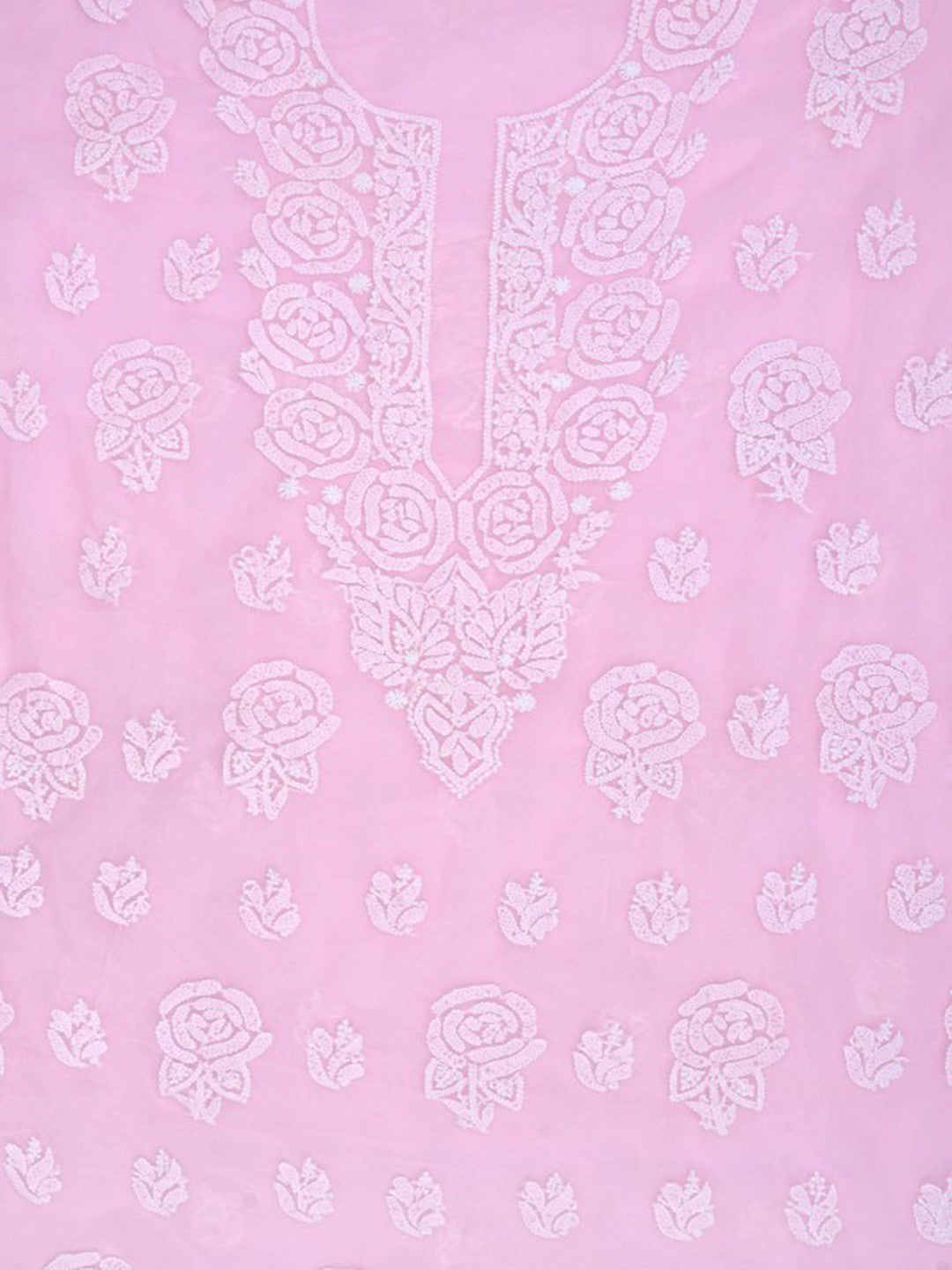 Ada Hand Embroidered Baby Pink Georgette Lucknowi Chikan Unstitched Suit Piece A211215