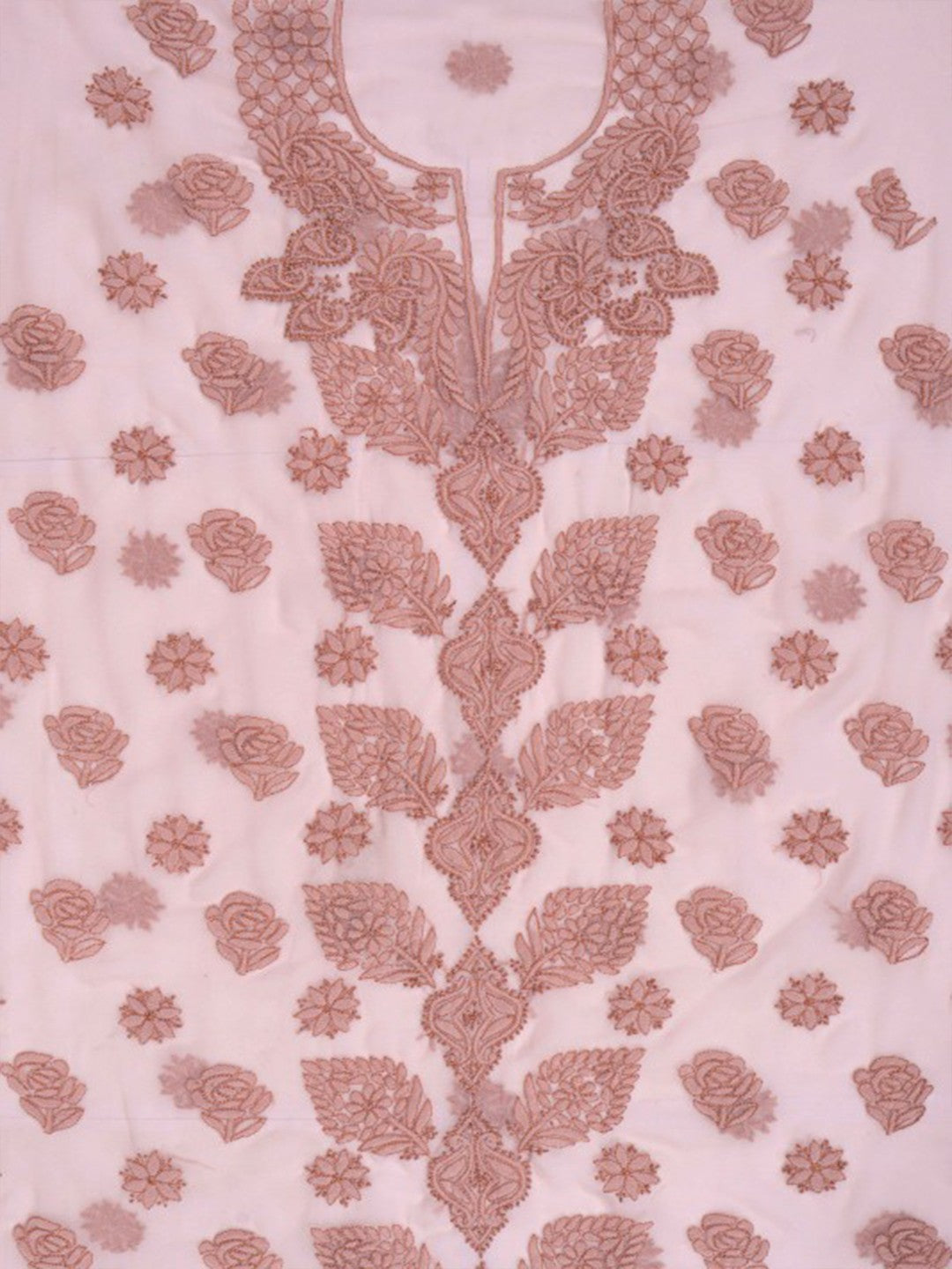 Ada Hand Embroidered Fawn Georgette Lucknowi Chikan Unstitched Suit Piece A211224