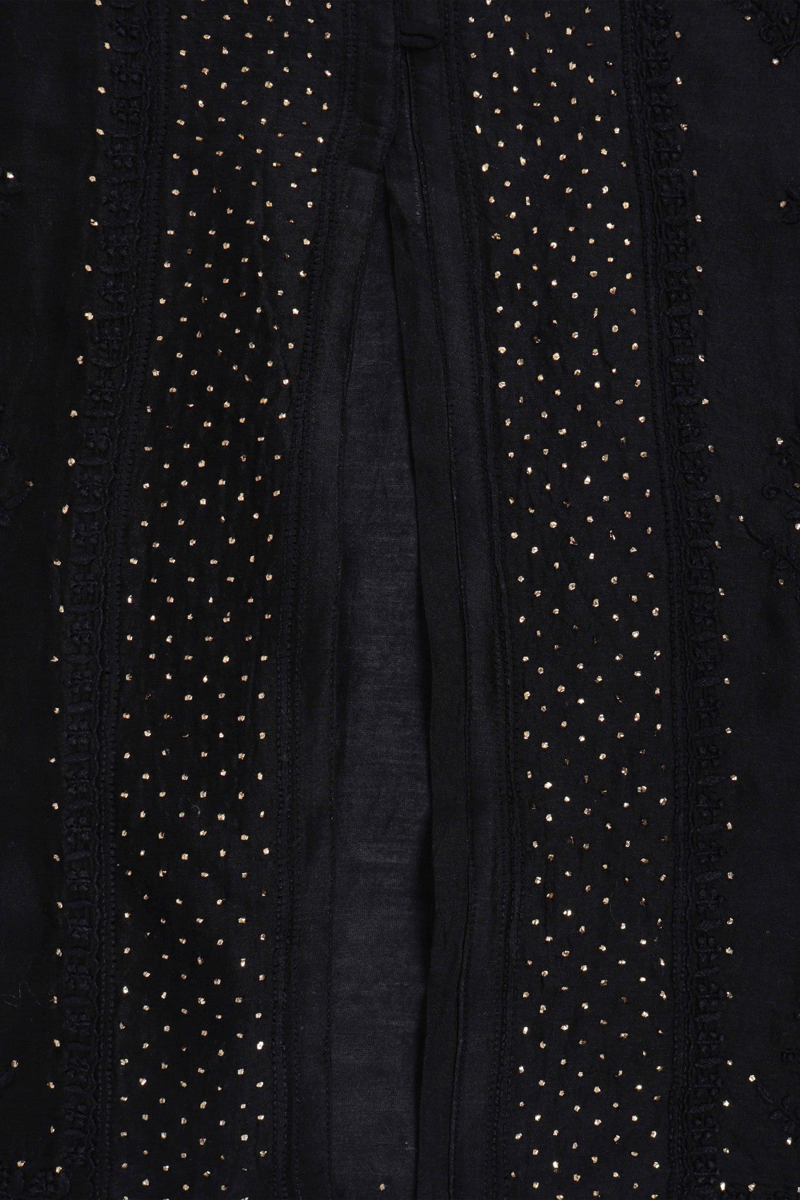 Ada Hand Embroidered Black Chanderi Lucknowi Chikankari Semi-Stitched Anarkali Kurta Piece With Muqaish Work A595347