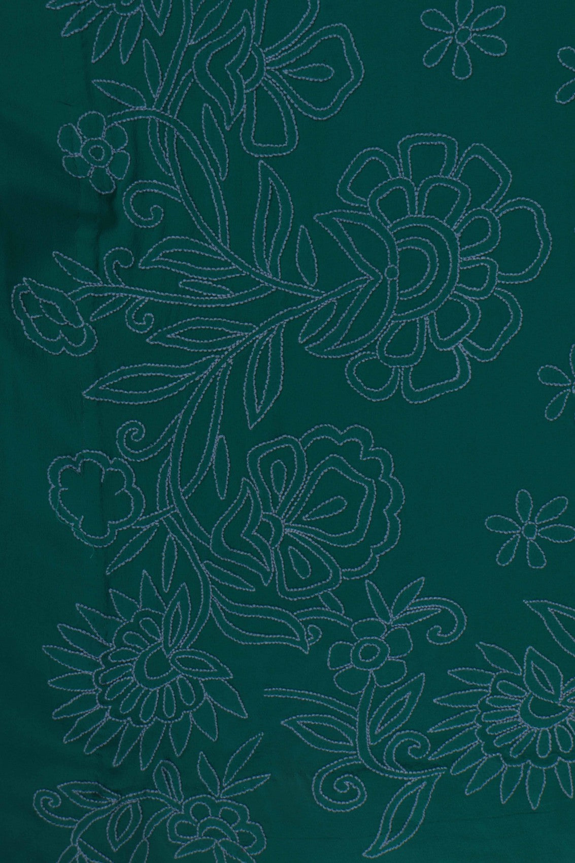 Ada Hand Embroidered Dark Green Pure Georgette Lucknowi Chikankari Saree with Blouse 01A100068
