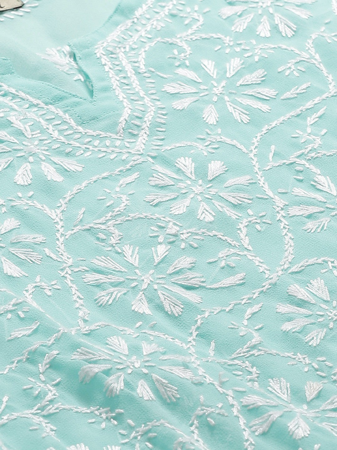 Ada Hand Embroidered Sea Green Georgette Lucknowi Chikankari Kurta Palazzo Set With Slip A811142