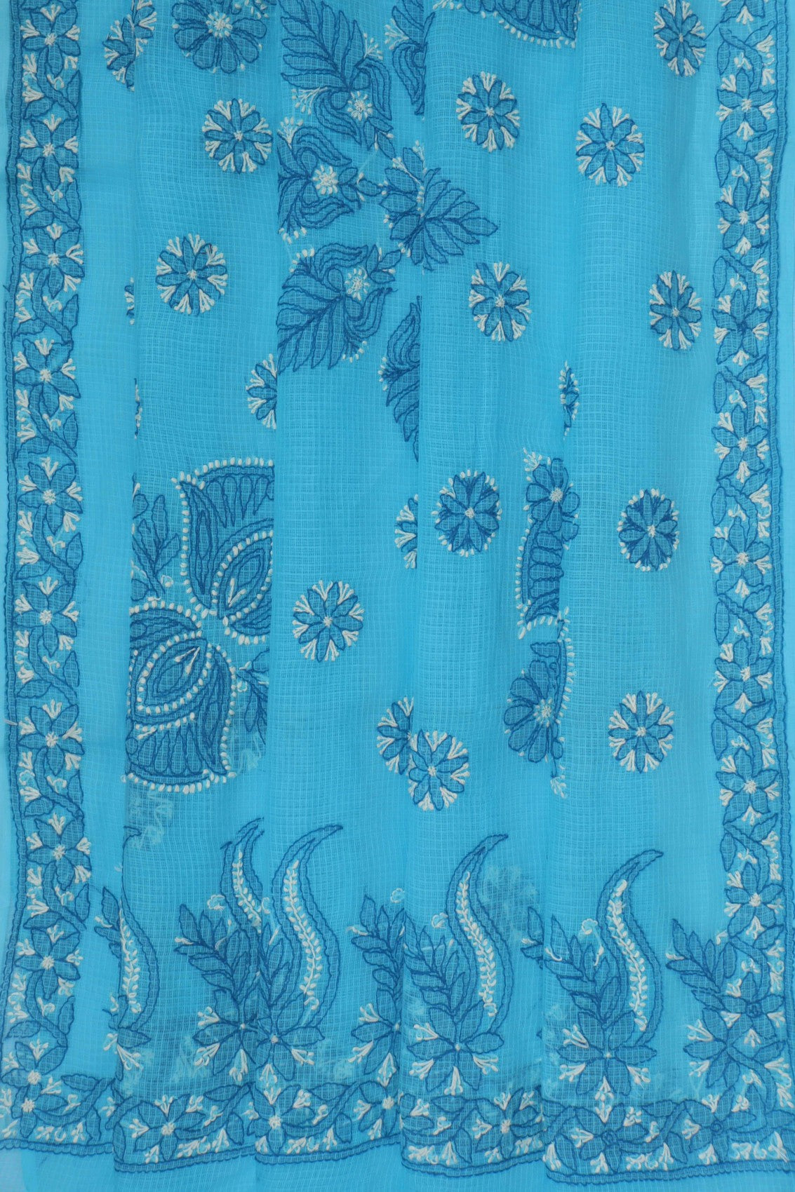 Ada Hand Embroidered Blue Kota Lucknowi Chikankari Saree With Blouse A606775
