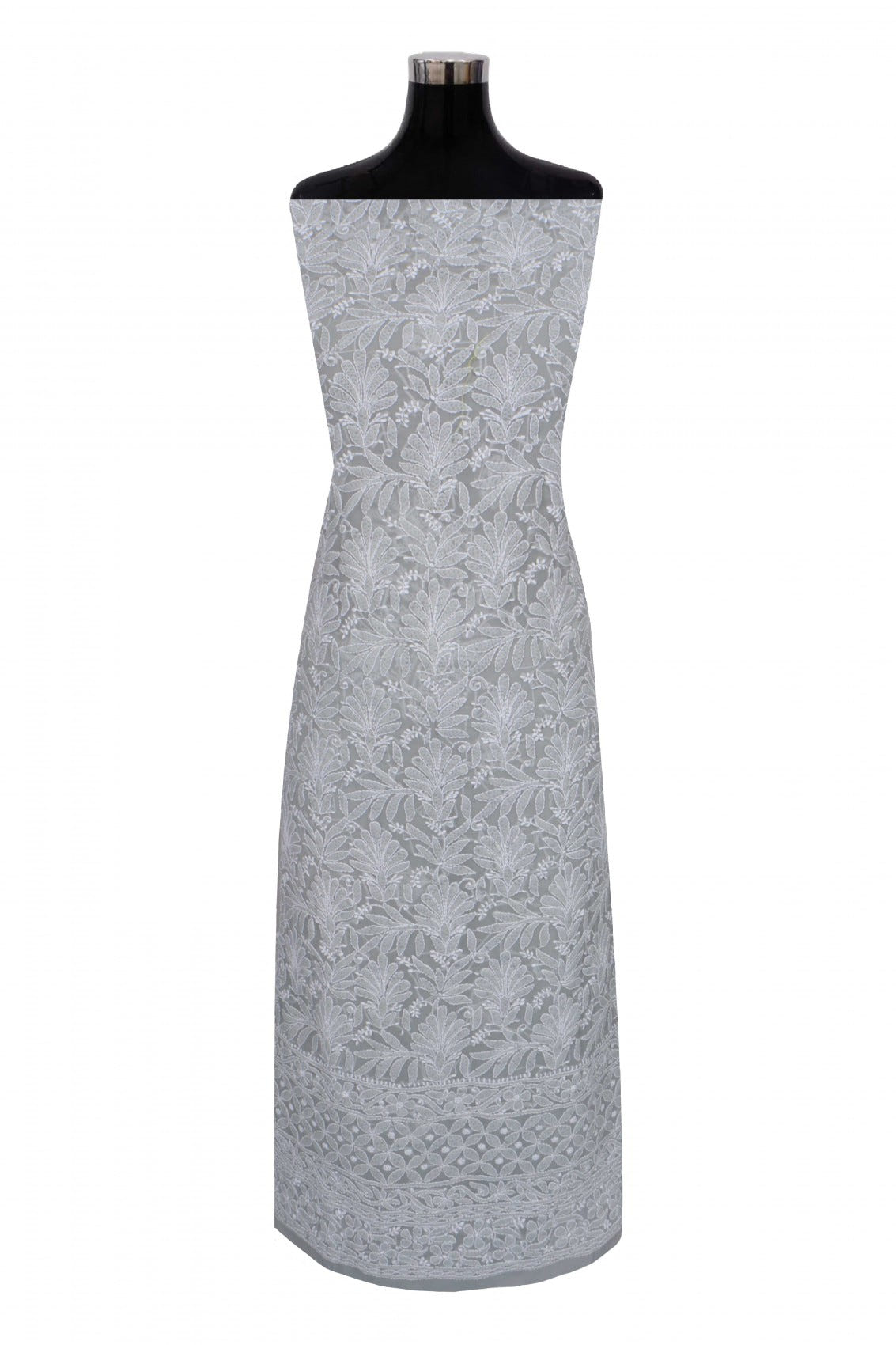 Ada Hand Embroidered Grey Georgette Lucknowi Chikankari Unstitched Suit Piece 01A262086