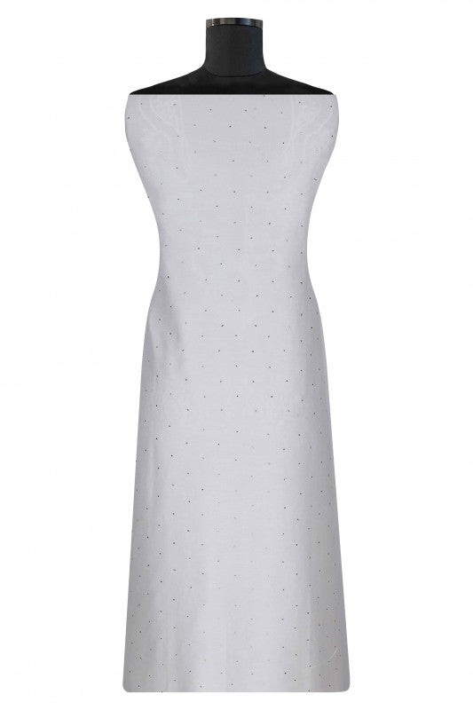Ada Hand Embroidered White Chanderi Lucknowi Chikankari Unstitched Kurta Piece With Muqaish Work A489984