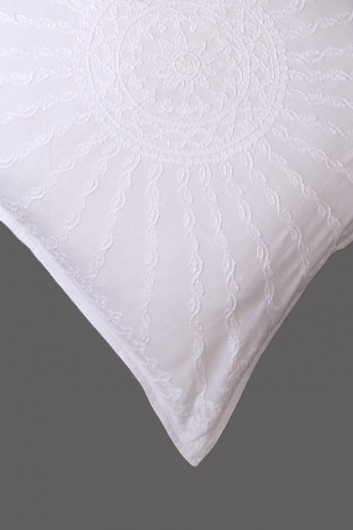 Ada Hand Embroidered White Cotton Lucknowi Chikankari Cushion Cover Set Of 5 A613413