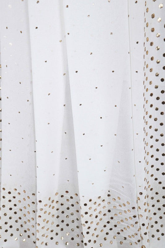 Ada Hand Embroidered White Georgette Lucknowi Chikankari Dupatta with Muqaish Work A589428