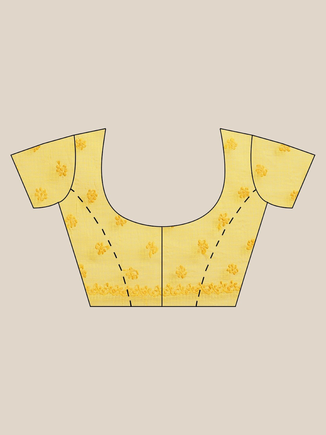 Ada Hand Embroidered Yellow Kota Lucknow Chikan Saree With Blouse- A311111