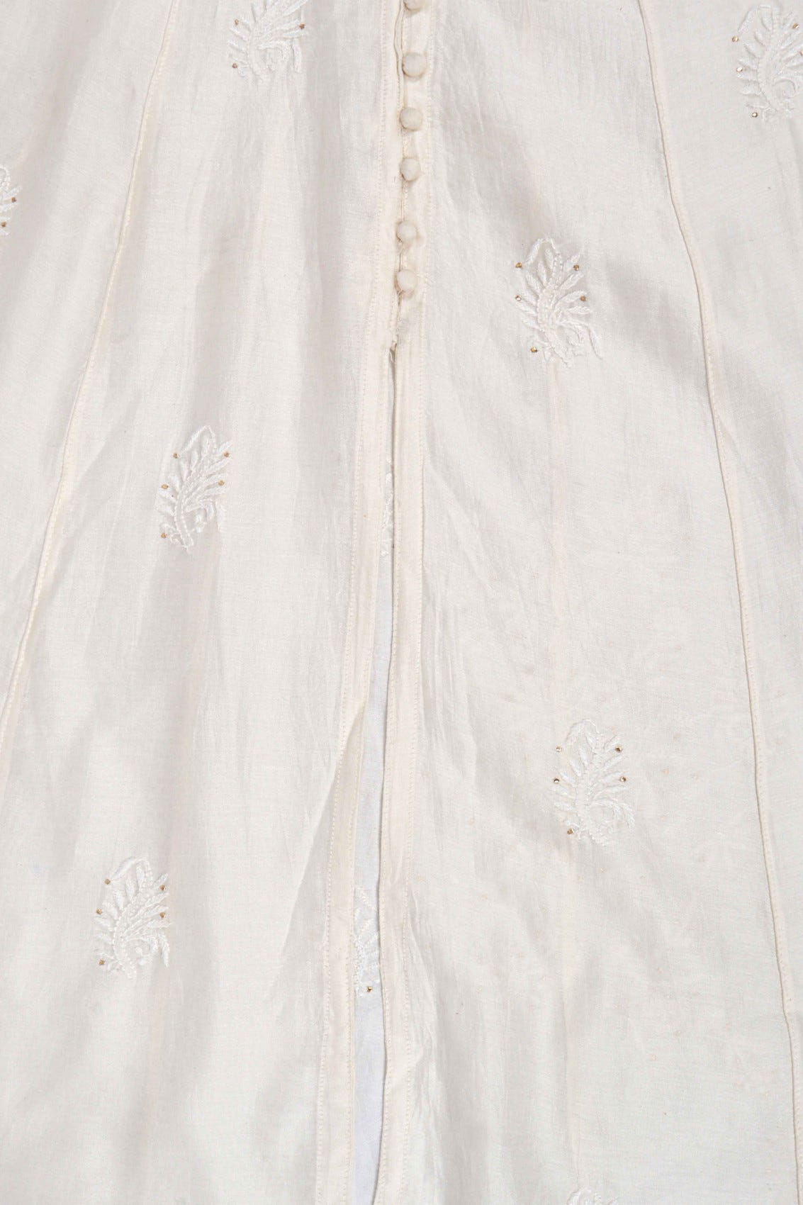 Ada Hand Embroidered Cream Chanderi Lucknowi Chikankari Semi-stitched Anarkali Kurta Piece With Muqaish Work A601074
