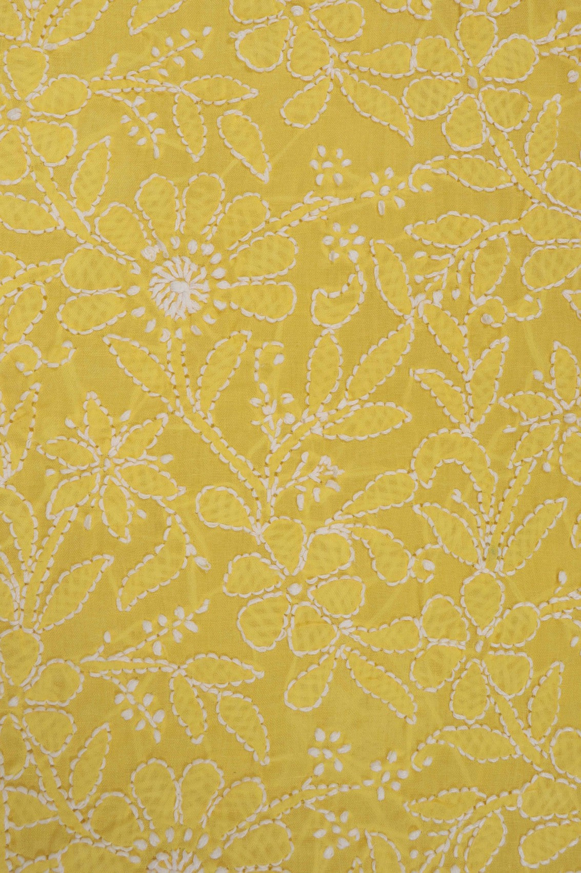 Ada Hand Embroidered Yellow Cotton Lucknowi Chikankari Unstitched Suit Piece 01A285115