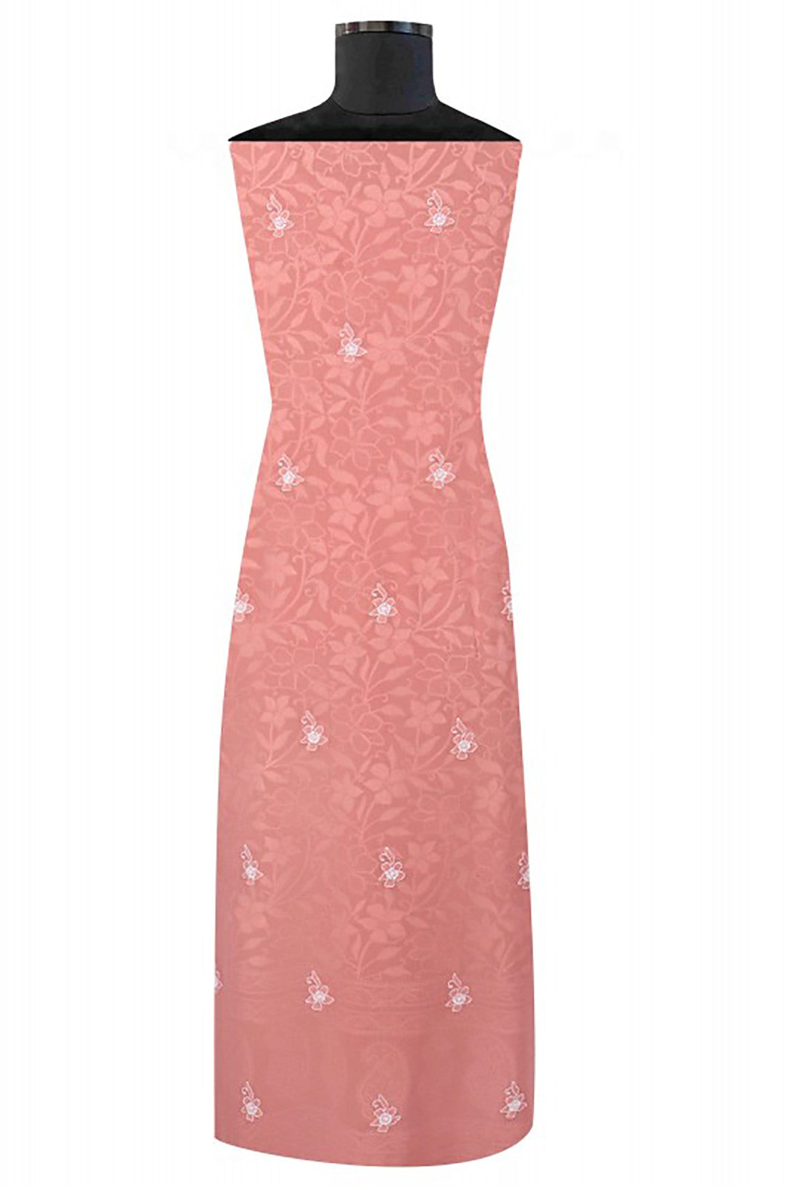 Ada Hand Embroidered Peach Pure Georgette Lucknowi Chikankari Unstitched Kurta Dupatta Set A489072