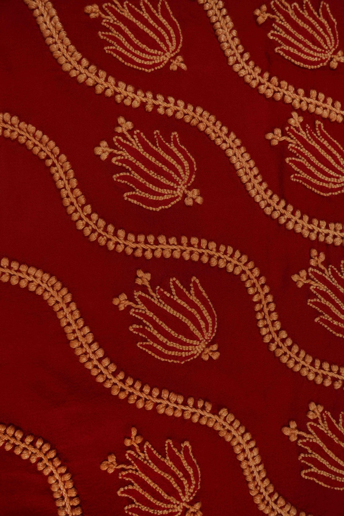 Ada Hand Embroidered Rust and Red Ombre Shade Pure Georgette Lucknowi Chikankari Saree With Blouse 01A224311