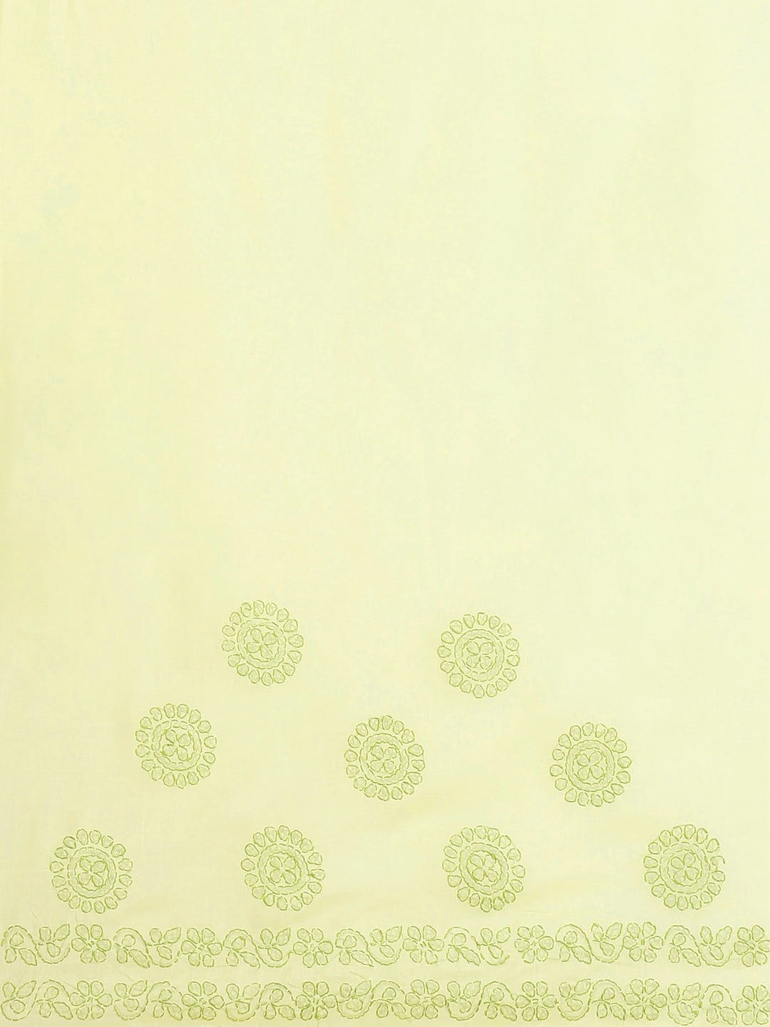 Ada Hand Embroidered Lemon Cotton Lucknow Chikan Saree With Blouse- A311233