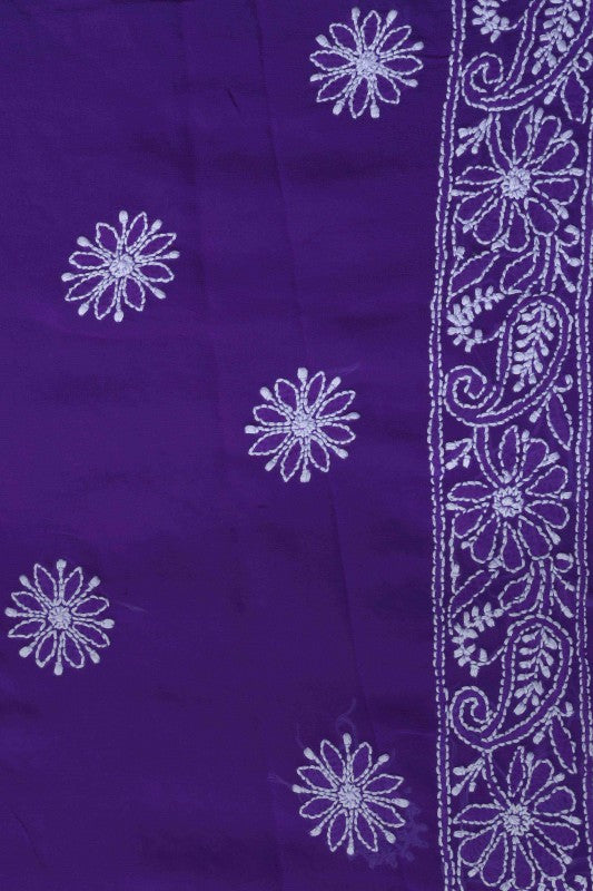Ada Hand Embroidered Grape Purple Pure Georgette Lucknowi Chikan Unstitched Kurta Dupatta Set A578320