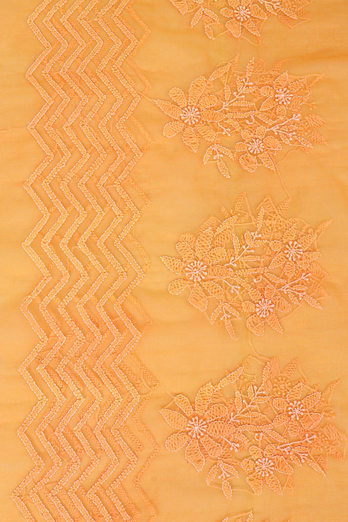Ada Hand Embroidered Orange Chanderi Lucknowi Chikankari Dupatta A604870