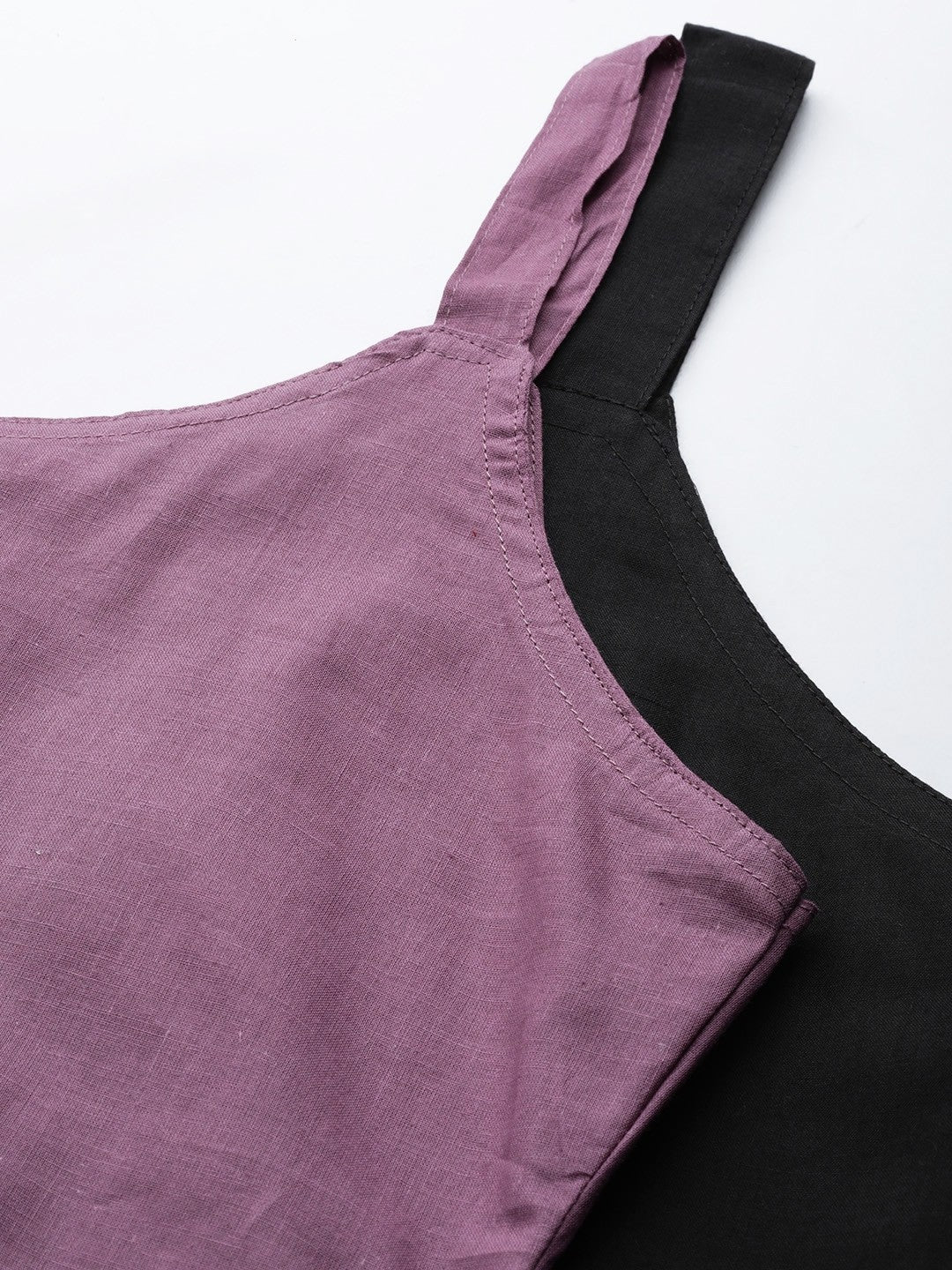 Ada Purple and Black Cotton Short Slips Combo of 2  A313119.