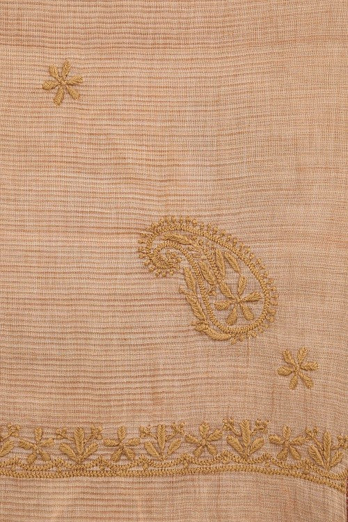 Ada Hand Embroidered Fawn Cotton Lucknowi Chikankari Dupatta A325336