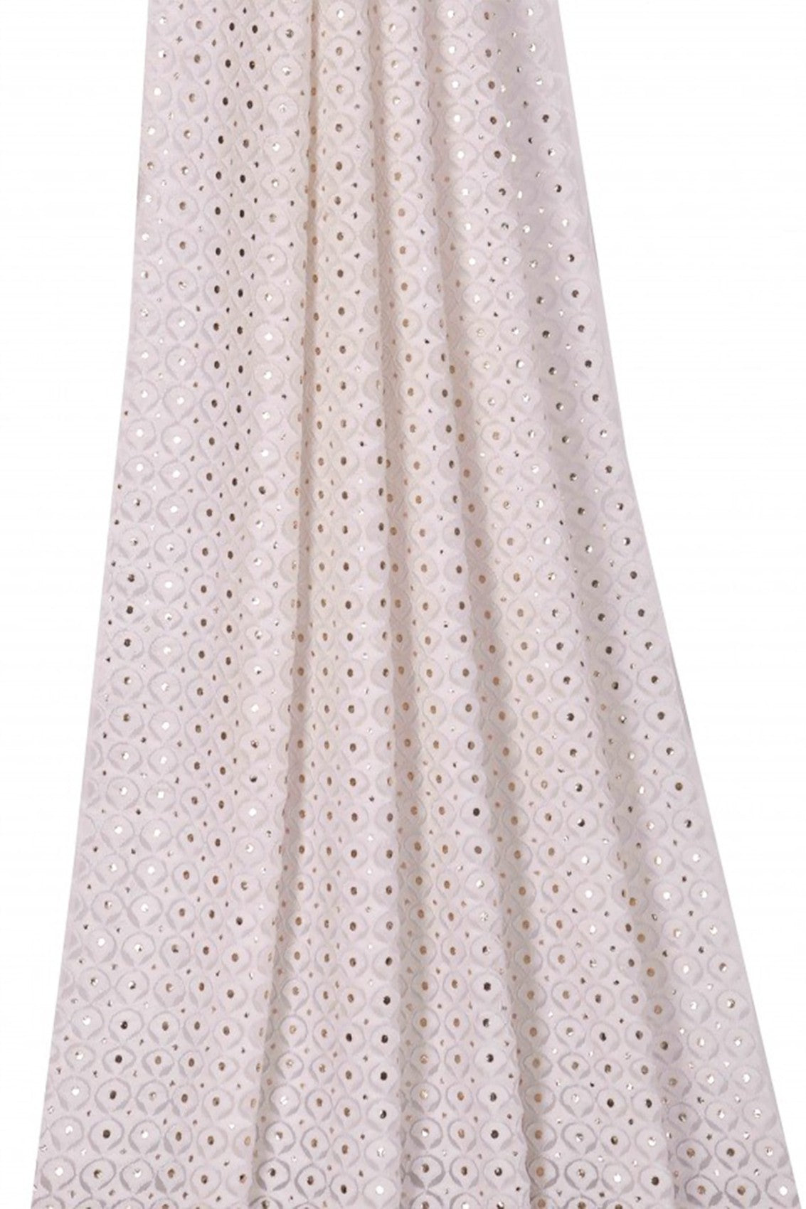Ada Hand Embroidered White Georgette Lucknowi Chikankari Dupatta With Muqaish Work 01A59087