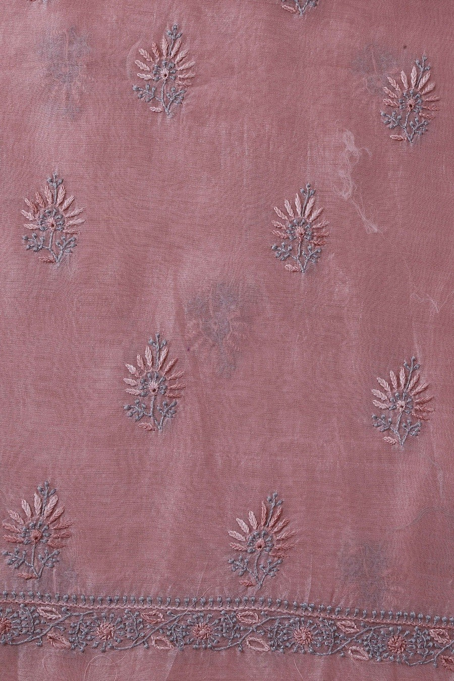 Ada Hand Embroidered Lavender Chanderi Lucknowi Chikan Unstitched Kurta Dupatta Set A622154