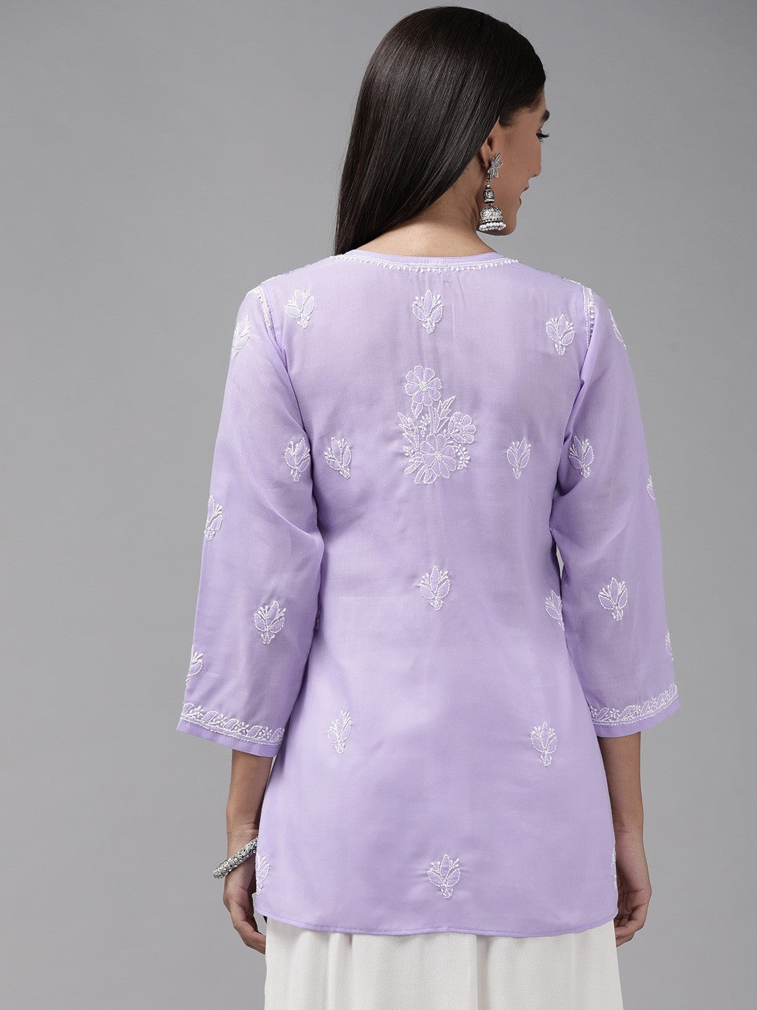 Ada Hand Embroidered Mauve Cotton Lucknowi Chikankari Short Kurti A911244