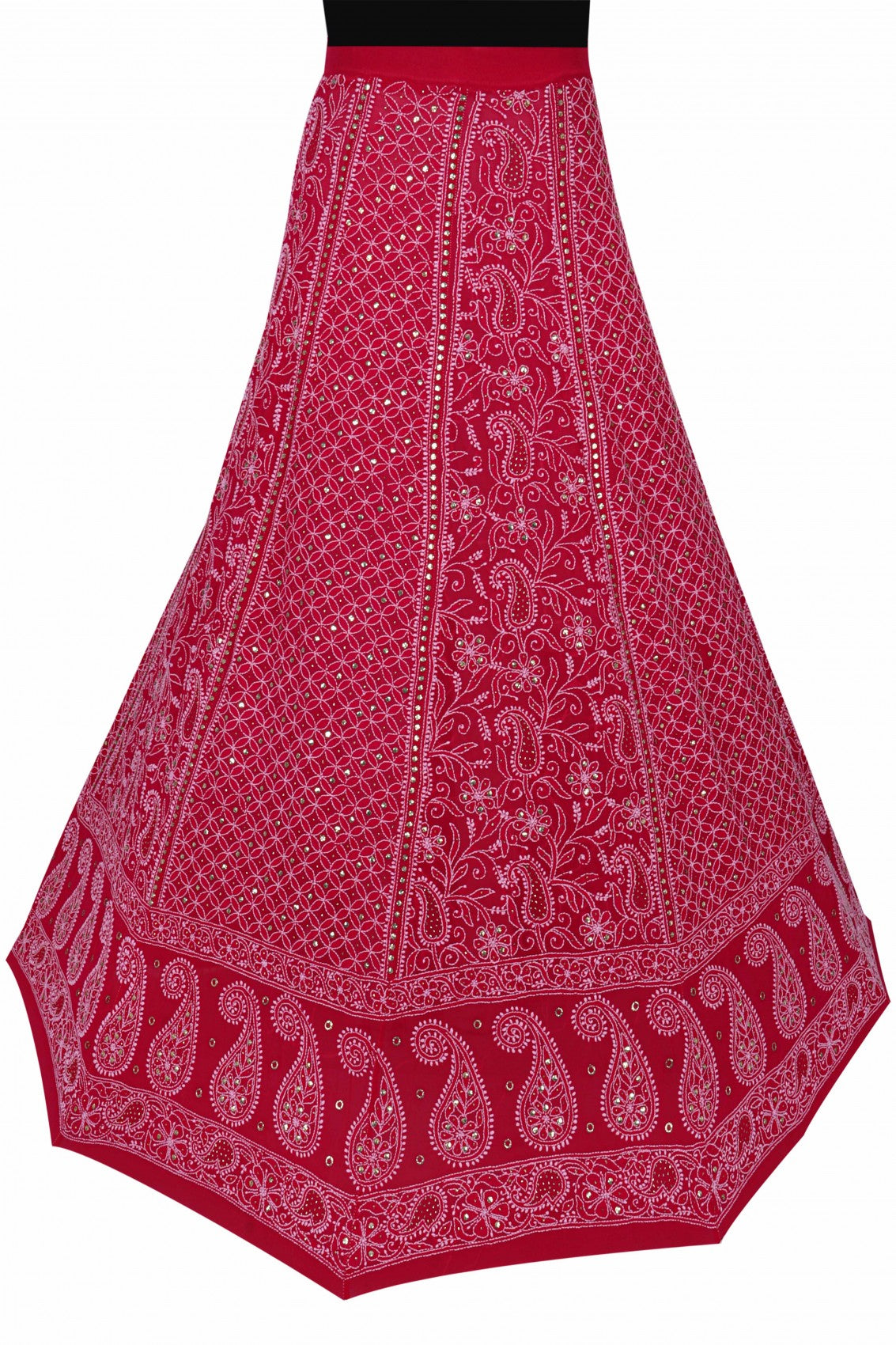 Ada Hand Embroidered Magenta Pure Georgette Lucknowi Chikankari Lehenga Skirt (only skirt) With Muqaish Work 01A149902