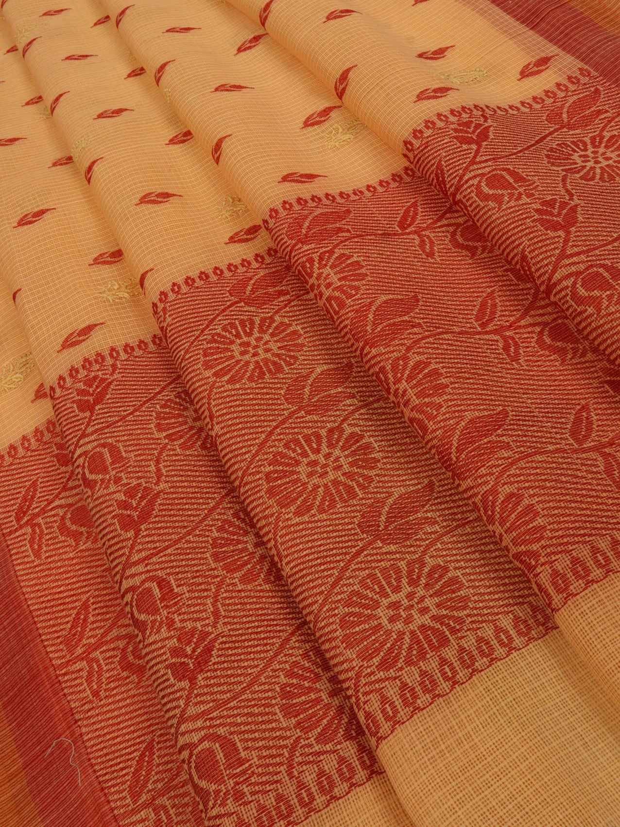 Ada Hand Embroidered Sandstone Orange Kota Lucknowi Chikankari Saree with Blouse A555452