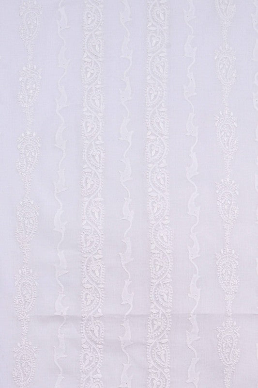 Ada Hand Embroidered White Cotton Lucknowi Chikankari Unstitched Men's Kurta Piece 01A122032