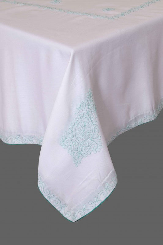 Ada Hand Embroidered White Cotton Lucknowi Chikankari Table Cover A355756