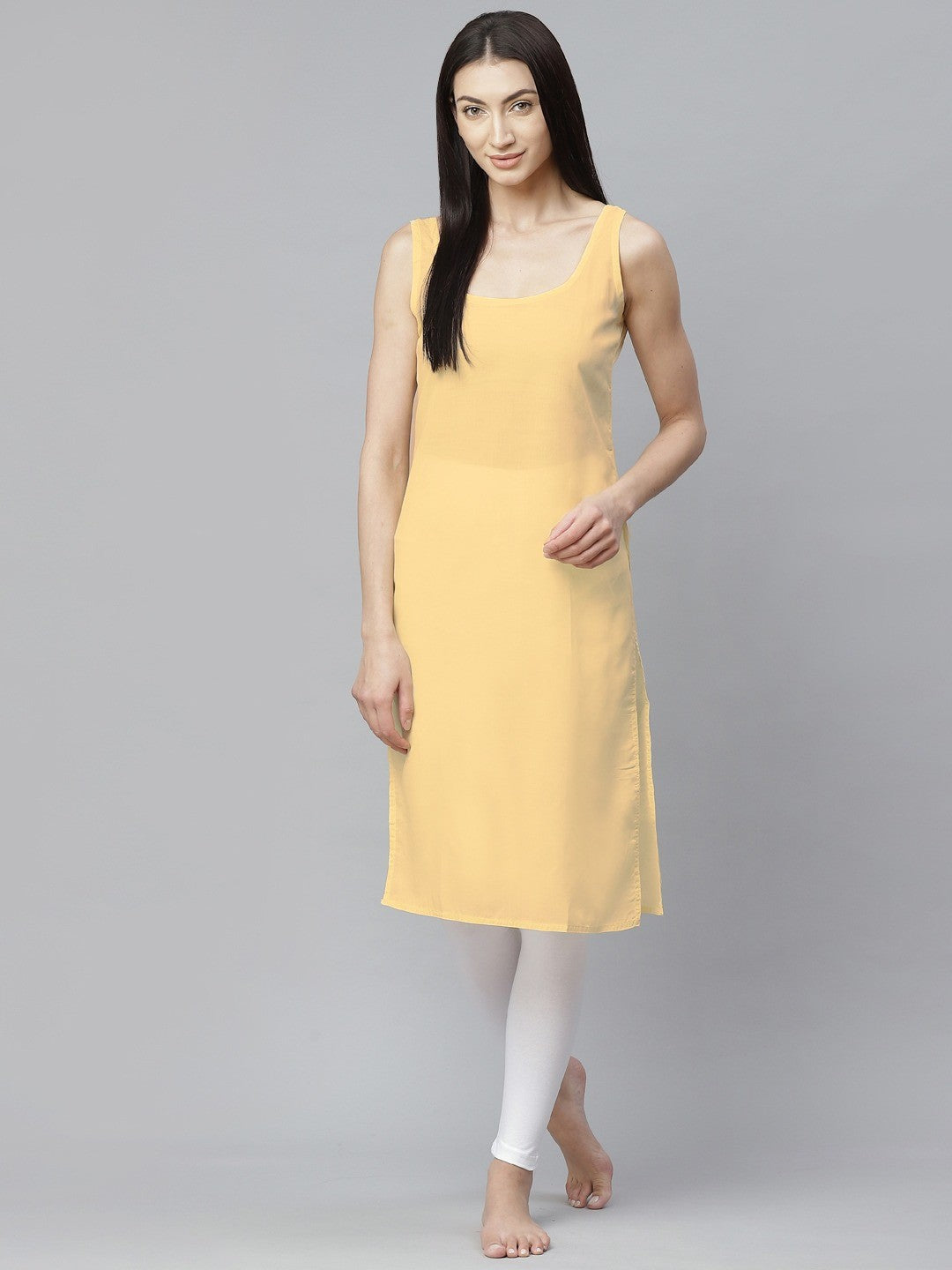 Ada Fawn and White Cotton Long Slips Combo of 2  A307661.