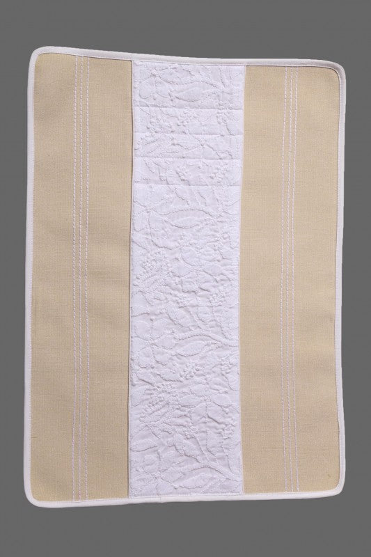 Ada Hand Embroidered Fawn And White Silk Lucknowi Chikankari Dining Table Placemat 01A104903