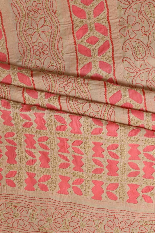 Ada Hand Embroidered Fawn Cotton Lucknowi Chikan Unstitched Suit Piece A619249