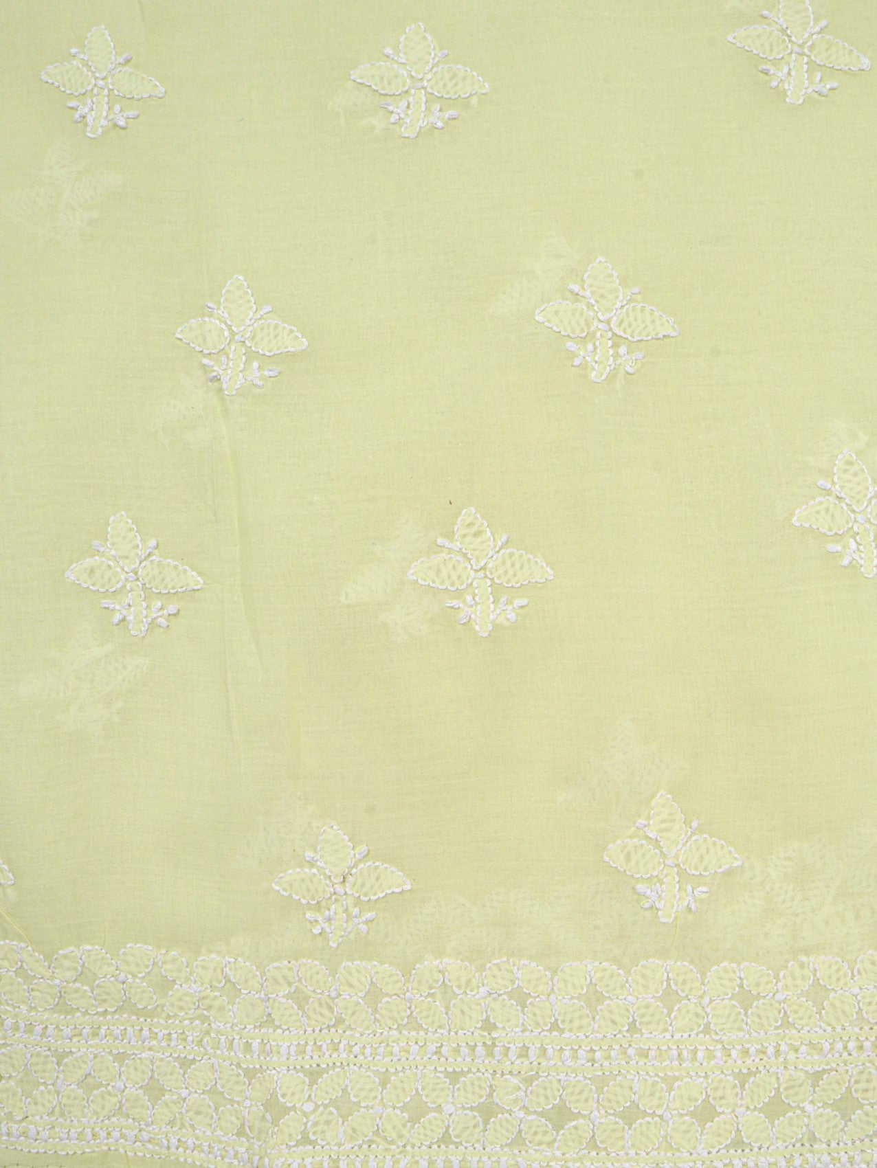 Ada Hand Embroidered Lemon Cotton Lucknowi Chikankari Unstitched Suit Piece 01A184367