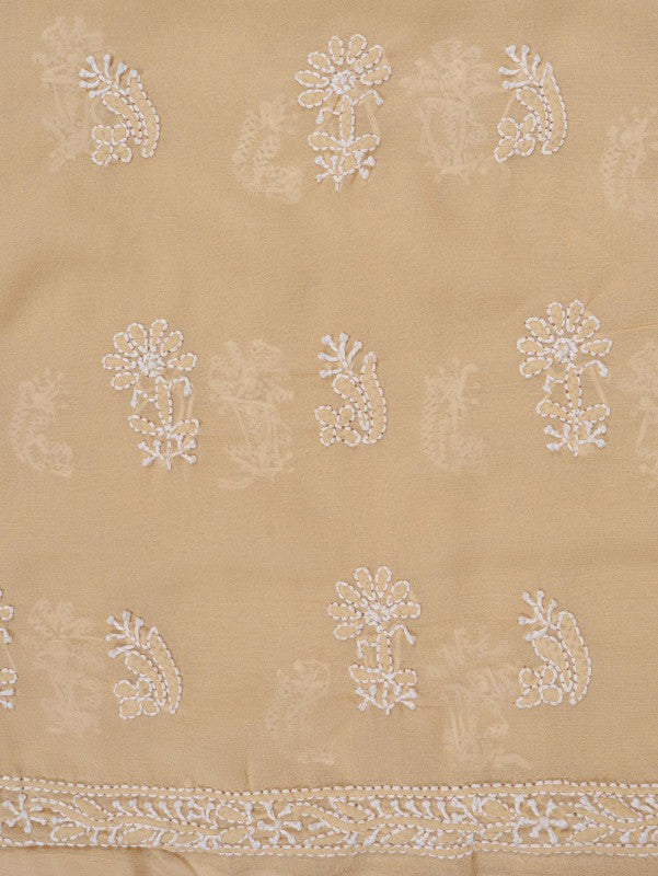 Ada Hand Embroidered Fawn Georgette Lucknowi Chikan Unstitched Suit Piece A615225