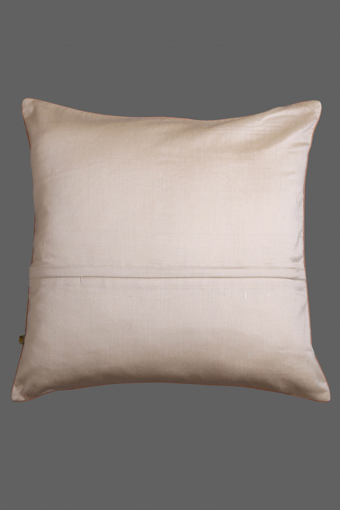 Ada Hand Embroidered Fawn Silk Lucknowi Chikankari Cushion Cover With Pearl Work 01A102794