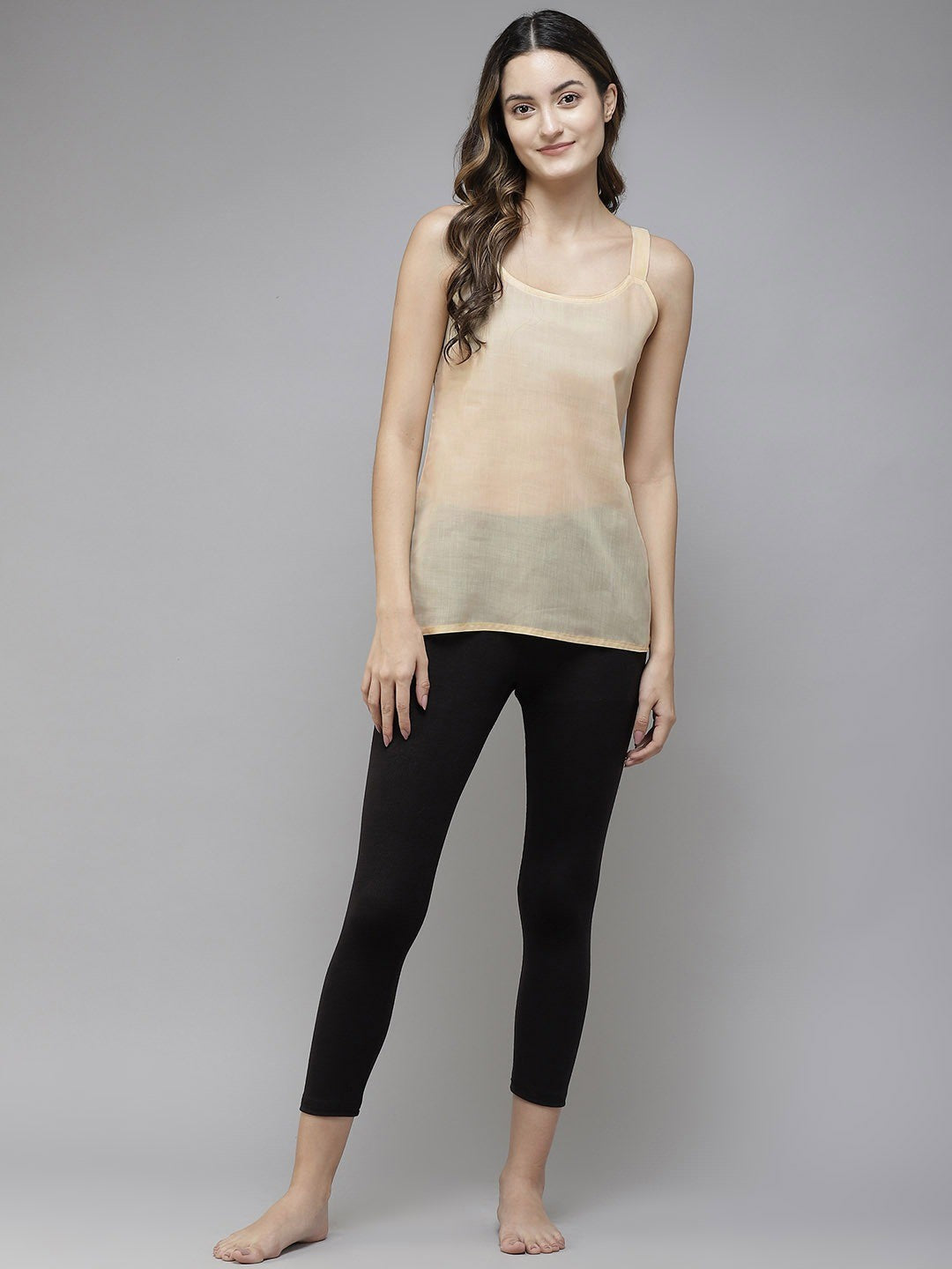 Ada White & Fawn Cotton Short Slips Combo of 2 A111173.