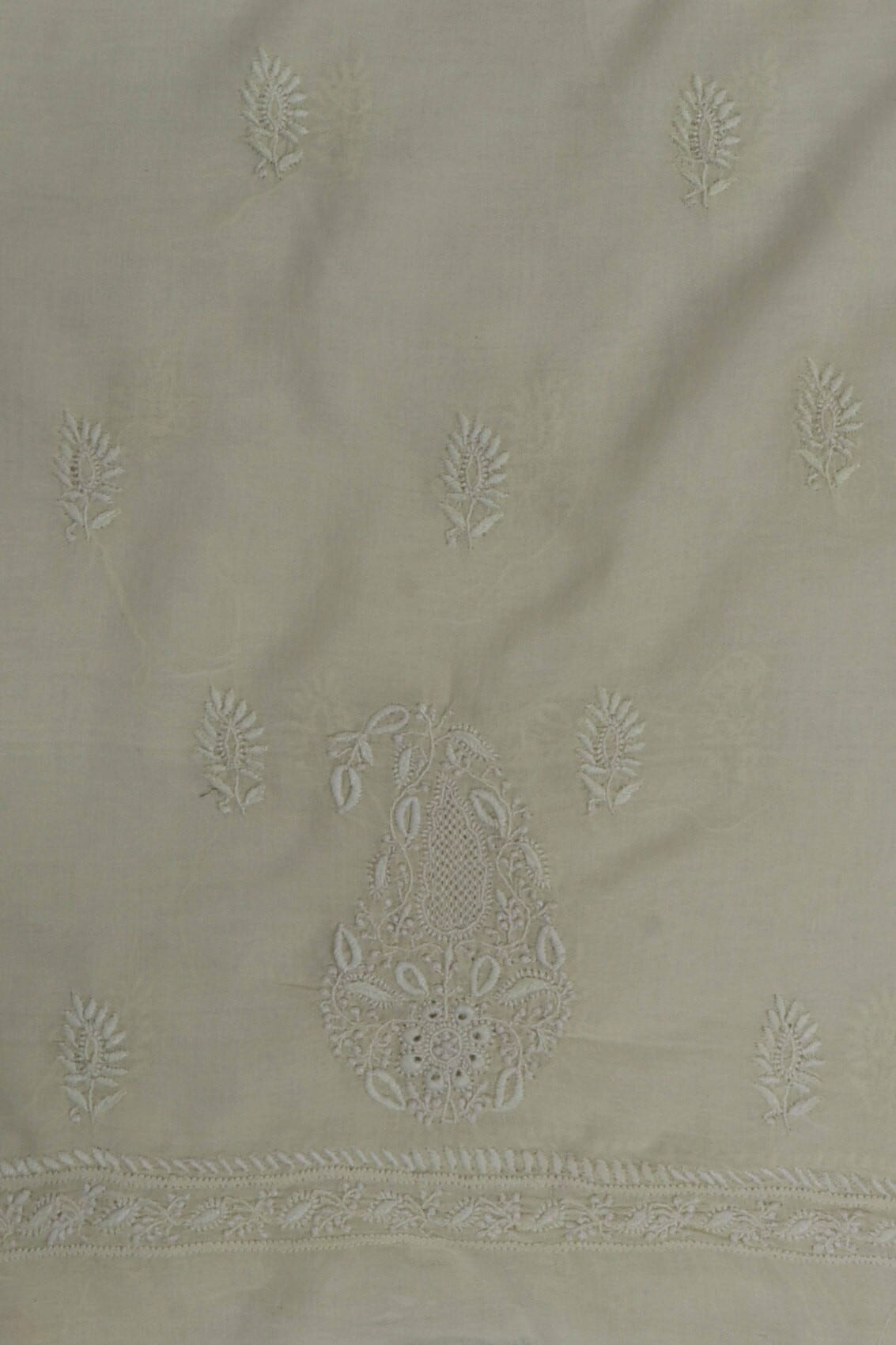 Ada Hand Embroidered Lemon Cotton Lucknowi Chikankari Unstitched Kurta Dupatta Set A174761
