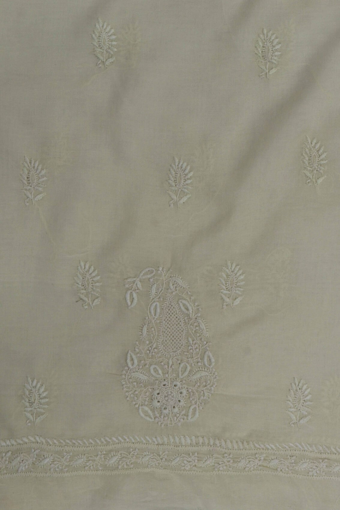 Ada Hand Embroidered Lemon Cotton Lucknowi Chikankari Unstitched Kurta Dupatta Set A174761