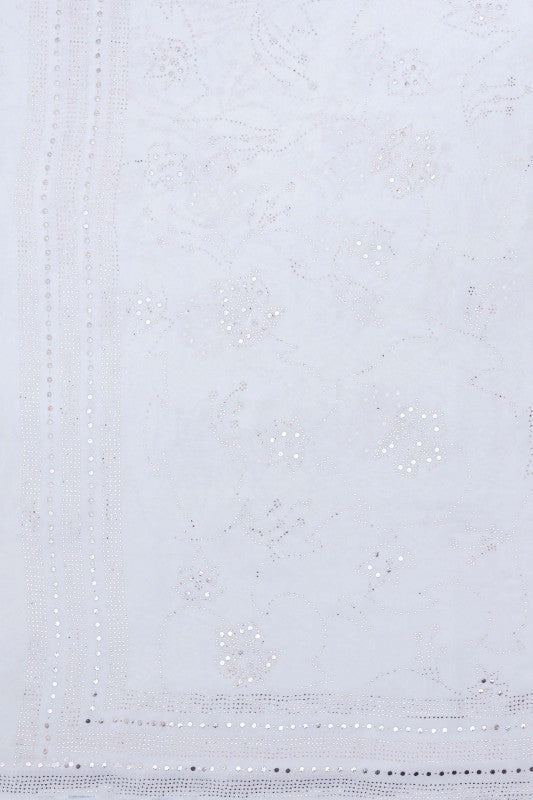 Ada Hand Embroidered White Pure Georgette Lucknowi Chikankari Saree / Blouse with Muqaish Work A617657