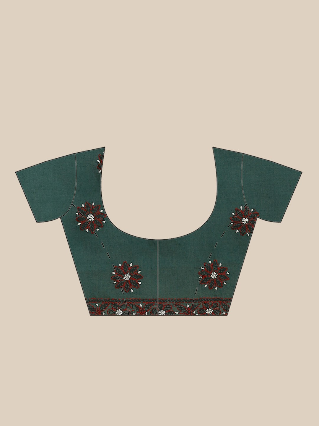 Ada Hand Embroidered Green Cotton Lucknow Chikan Saree With Blouse-A311208