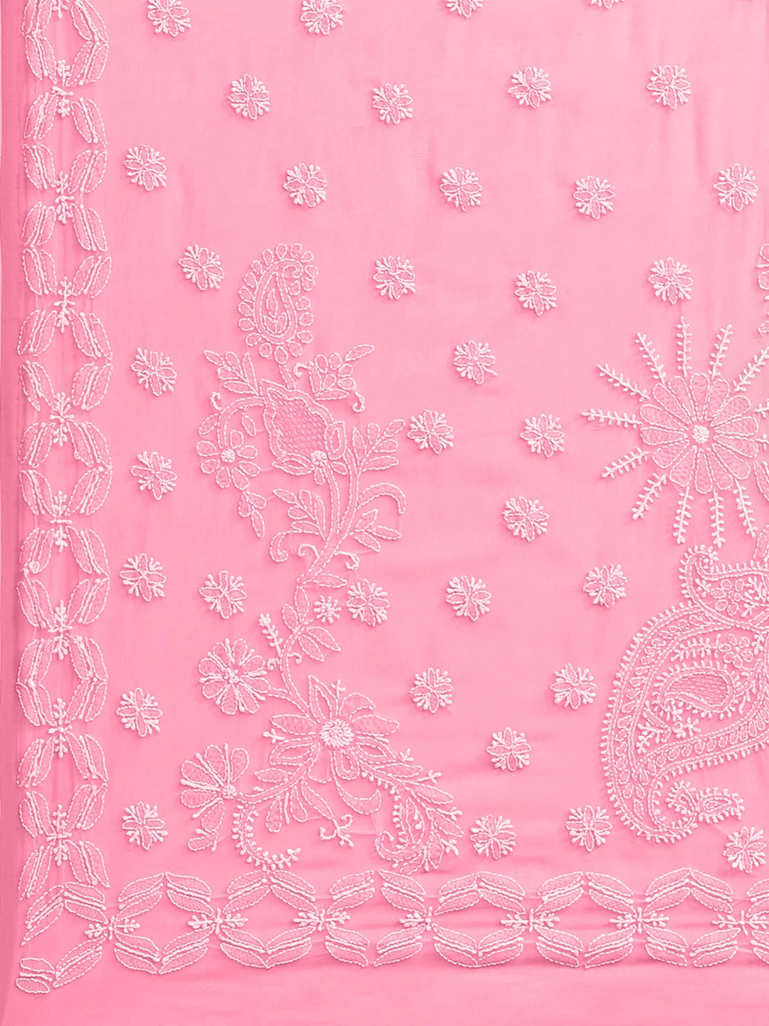 Ada Hand Embroidered Pink Georgette Lucknowi Chikankari Saree with Blouse A219455