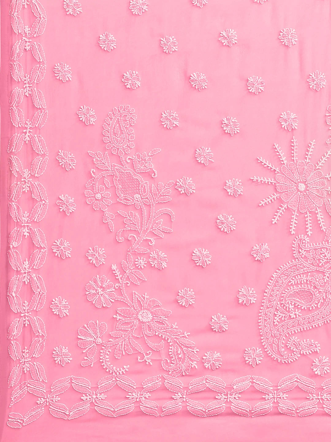 Ada Hand Embroidered Pink Georgette Lucknowi Chikankari Saree with Blouse A219455