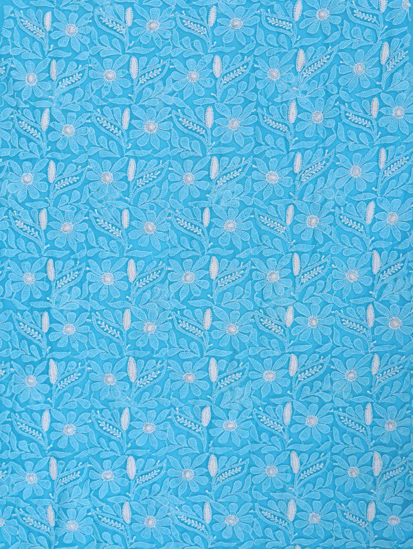 Ada Hand Embroidered Blue Georgette Lucknowi Chikankari Unstitched Suit Piece 01A209149