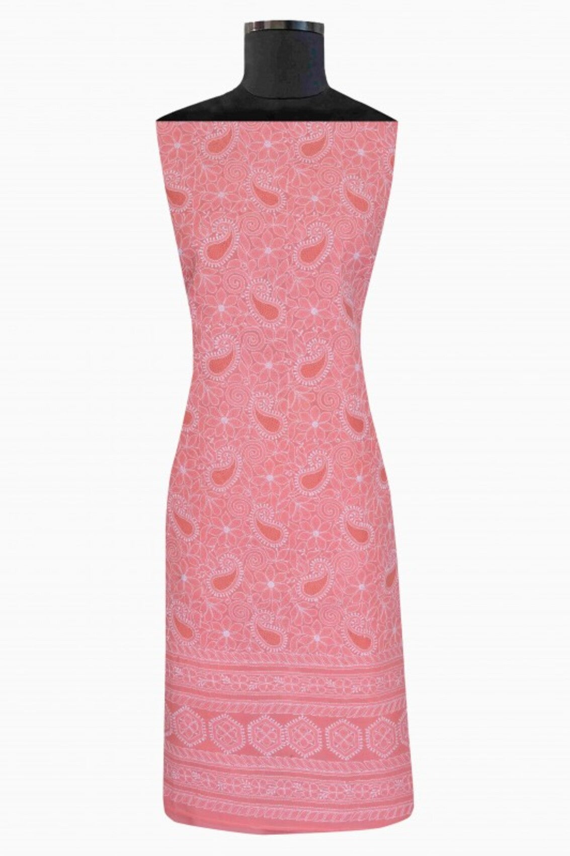 Ada Hand Embroidered Pink Cotton Lucknowi Chikankari Unstitched Suit Piece 01A22771