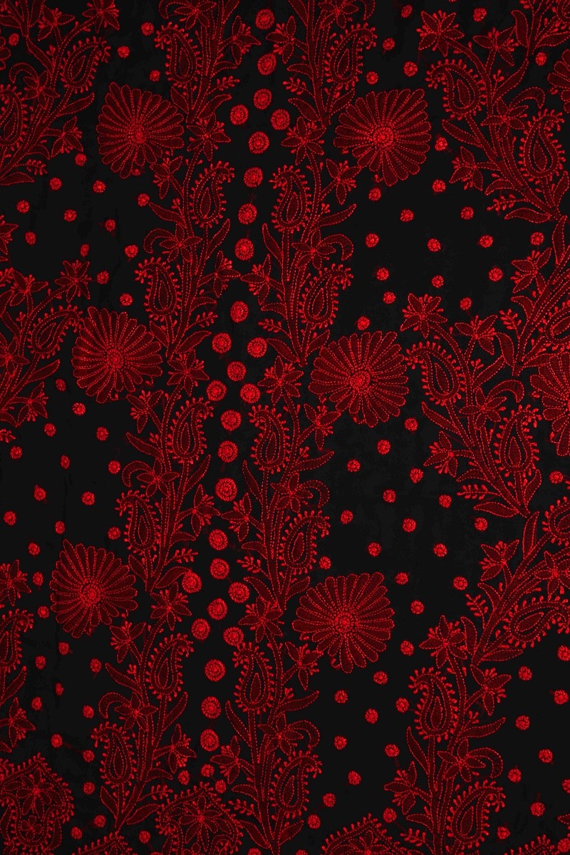 Ada Hand Embroidered Black Georgette Lucknowi Chikankari Unstitched Suit Piece A211174