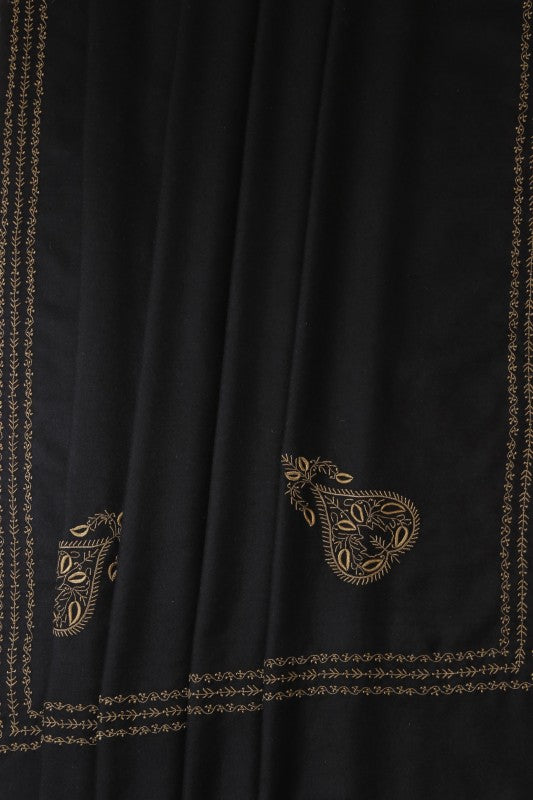 Ada Hand Embroidered Black Pashmina Lucknow Chikan Woolen Stole A599941