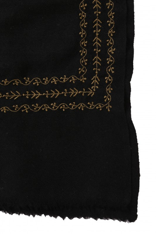 Ada Hand Embroidered Black Pashmina Lucknow Chikan Woolen Stole A599941