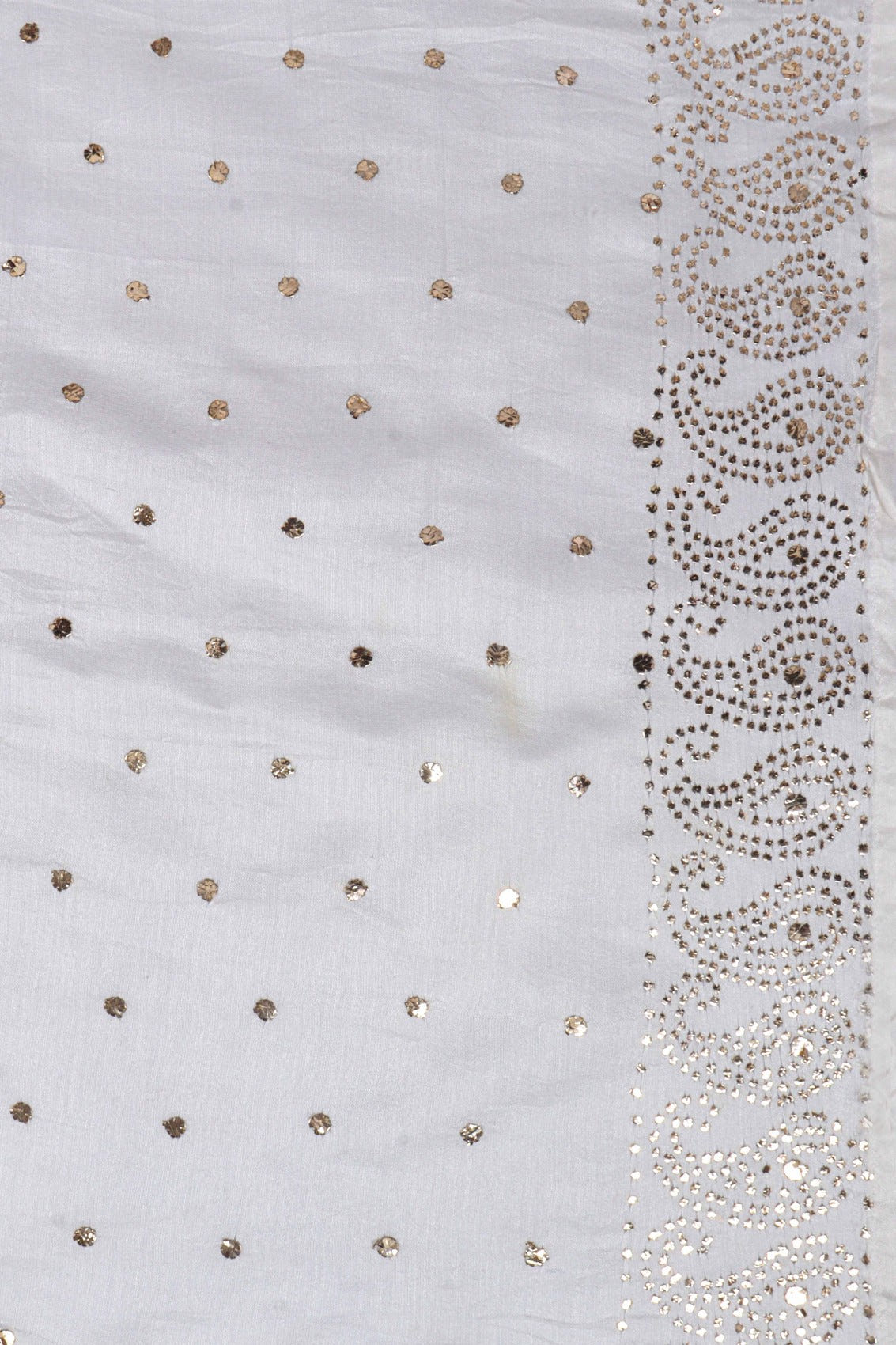 Ada Hand Embroidered Cream Chanderi Lucknowi Chikankari Semi-Stitched Anarkali Kurta Dupatta Set With Muqaish Work 01A162494